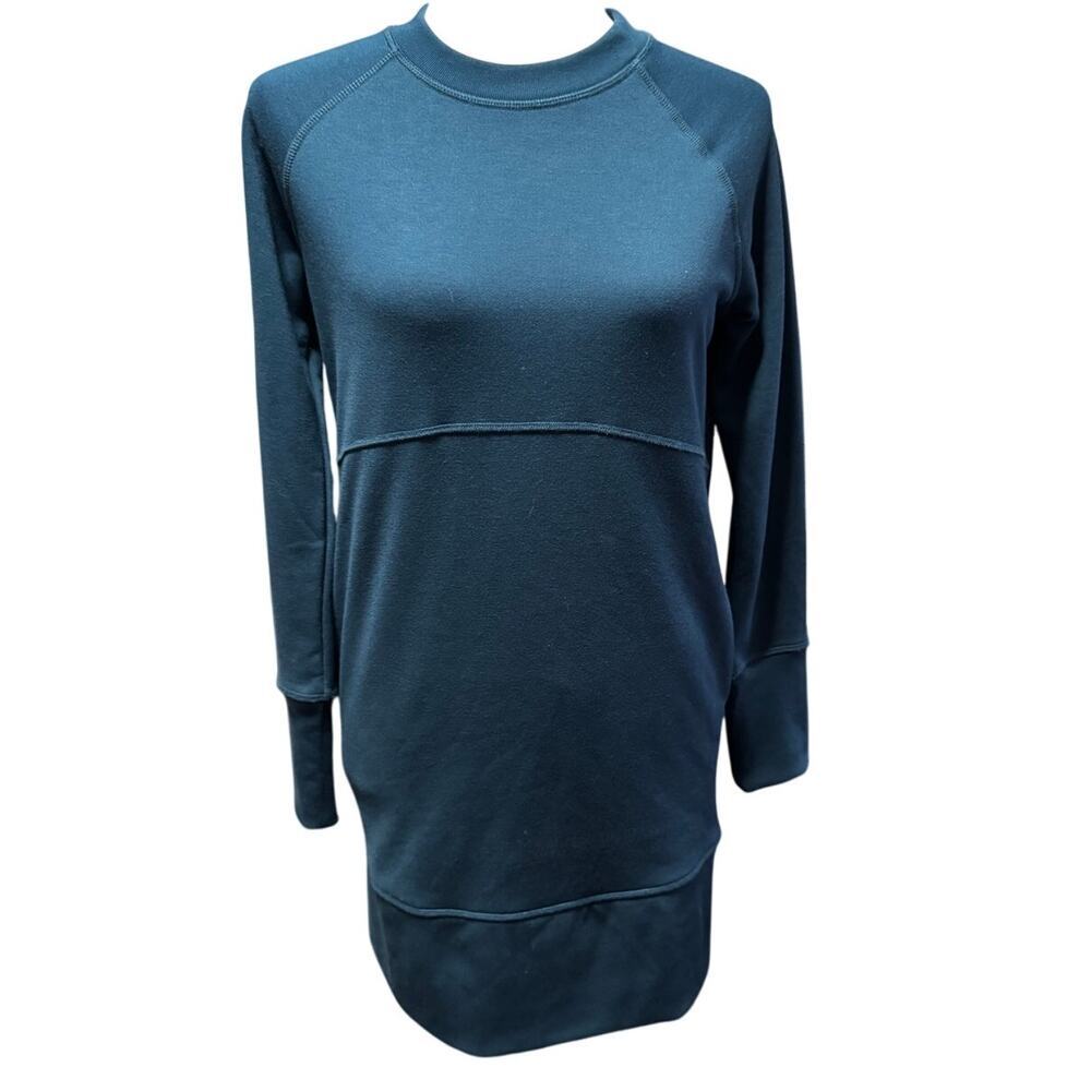 Athleta Bounce Back Sweatshirt Dress – XXS – Teal Blue – NWT ($118 Retail)